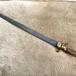 Ancienne dague de v&eacute;nerie Chasse Allemande garde pattes de cerf