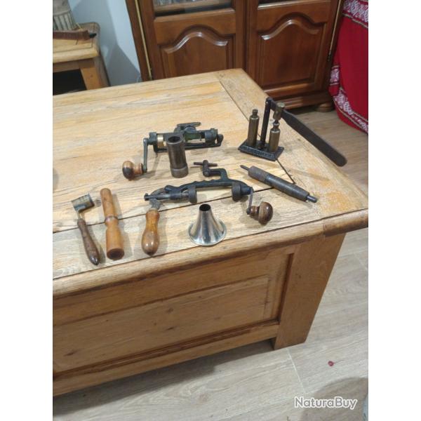 Lot ancien sertisseuse calibrage pour munitions 12 et 16 etc..