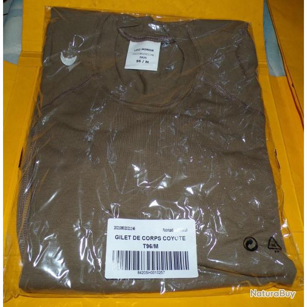 GILET DE CORPS COYOTE TAILLE MILITAIRE 96 SOIT M EN CIVIL ,  DE FABRICATION FRANCAISE LEO MINOR  , P