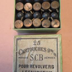 Une tres belle boite de 25x 9mm a broche de la Cartoucherie Belge pour Revolver Lefaucheux