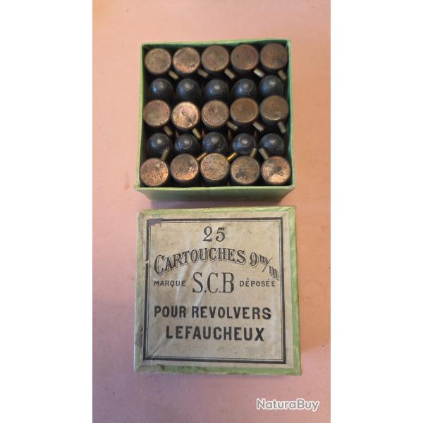 Une tres belle boite de 25x 9mm a broche de la Cartoucherie Belge pour Revolver Lefaucheux