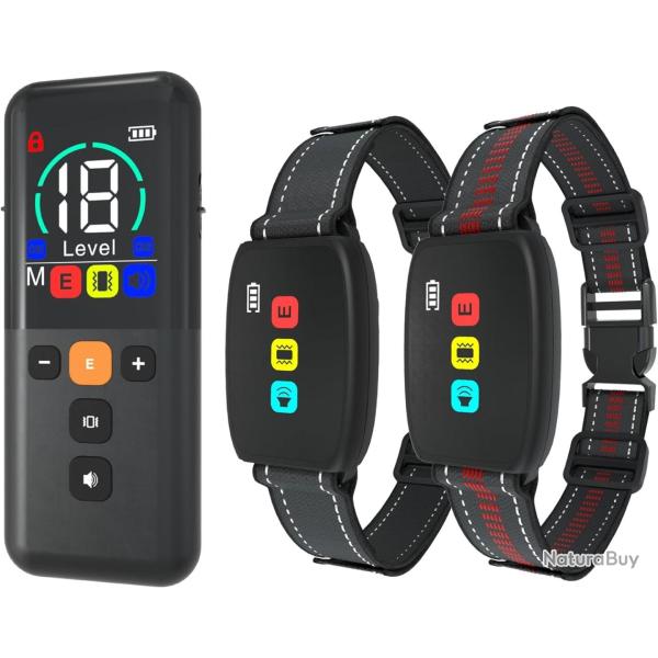 Colliers Dressage Chien 2 Pcs �tanche IPX67 Port�e 3000m 3 Modes Bip Vibration Choc �ntrainement