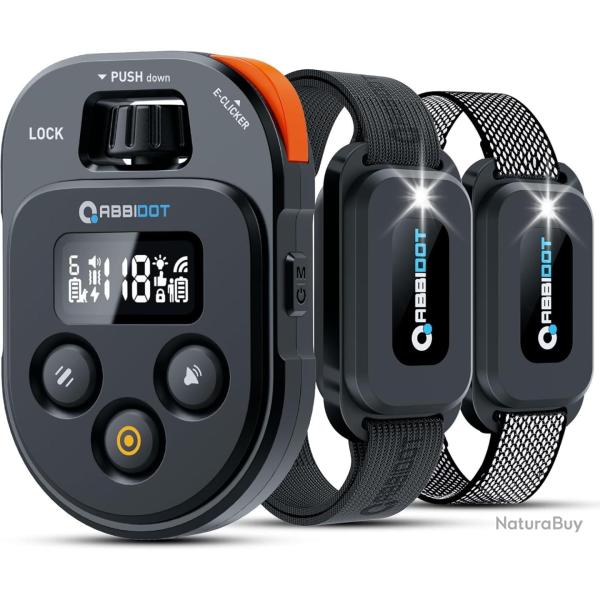 Colliers de Dressage Chien 2Pcs Longue Port�e 3.2Km 4 Mode �tanche IPX7 �cran LCD Clicker Lumi�re