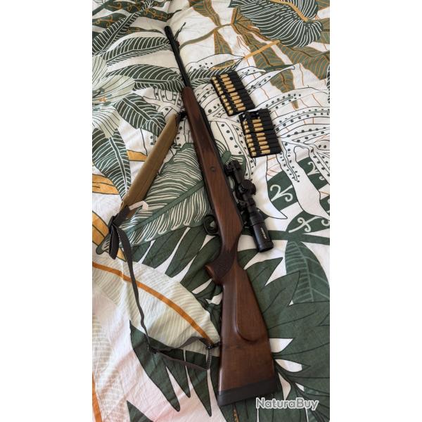 PACK COMPLET CARABINE BATTUE 25 CAL. 300 WIN MAG AVEC LUNETTE DE BATTUE 4x40 + BRETELLE + HOUSSE