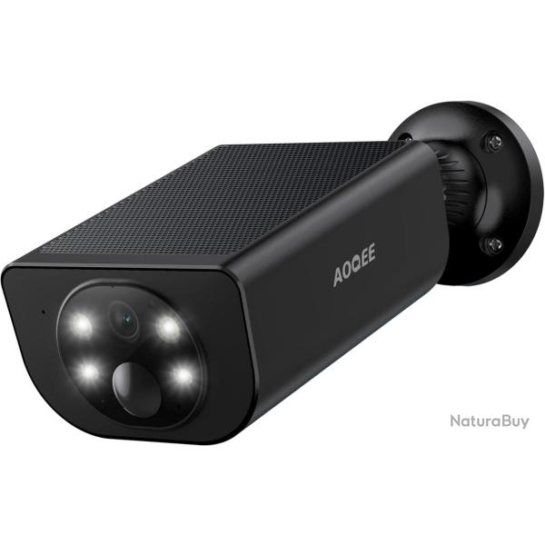 Cam�ra Surveillance WiFi 2K Solaire Vision Nocturne Couleur Angle100� �tanche PIR D�tection Noir
