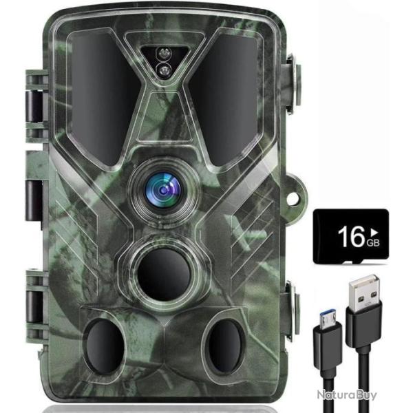 Cam�ra de Chasse Surveillance Angle 120� 36MP Vid�o Full HD 4K Carte SD 16GB �tanche Vision Nocturne