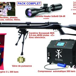 PACK Complet - Carabine Snowpeak M25 PCP Calibre 5.5 mm 38 Joules