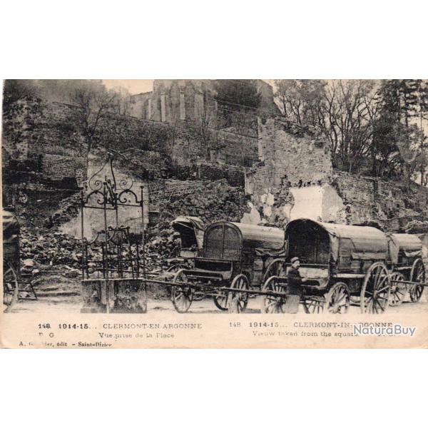 Carte Postale Clermont-en-Argonne Vue prise de la Place 1914-1915 -N�8390