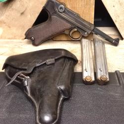 Superbe Luger P08 DWM 1916 - 100% Mono-matricule - &Eacute;tui 1916 & Accessoires d'origine