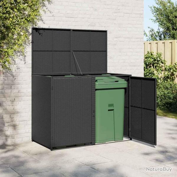 Abris pour poubelle double R�sine tress�e Noir 148x80x111 cm