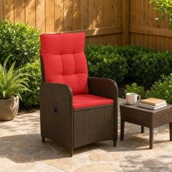 Chaise de inclinable Marron et rouge polyrotin
