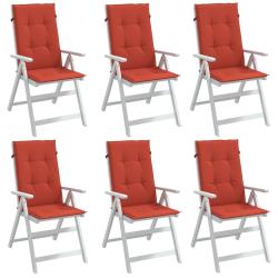 Coussins de chaise &agrave; dossier haut lot de 6 rouge m&eacute;lang&eacute; tissu