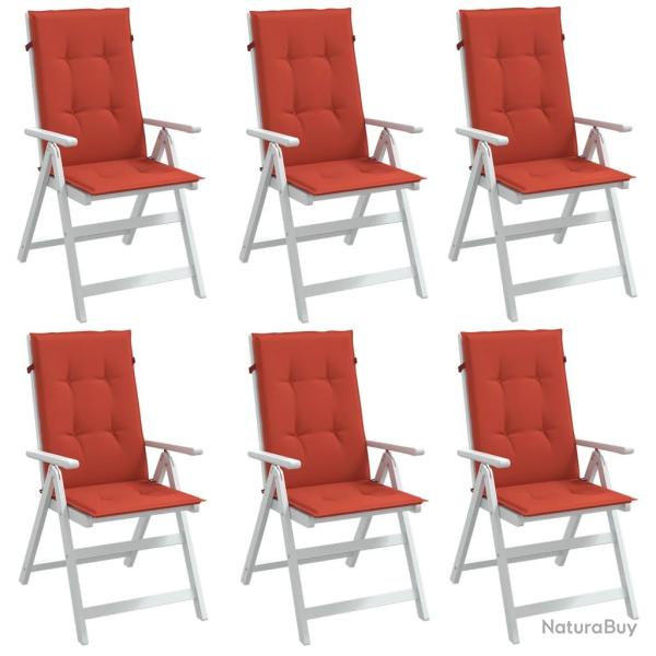 Coussins de chaise � dossier haut lot de 6 rouge m�lang� tissu