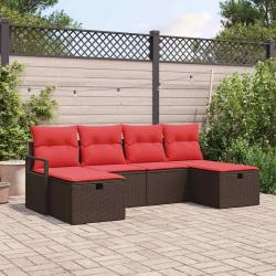 Ensemble de Canap&eacute;s avec coussin 5 pcs polyrotin