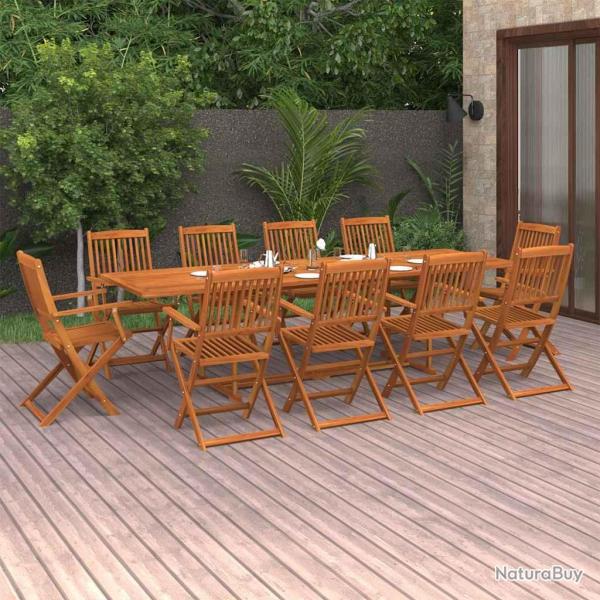 Ensemble � manger, 11 pi�ces, en bois d'acacia, 280 � 90 � 75 cm, pour la salle � manger