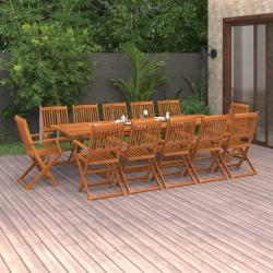 Ensemble &agrave; manger de 13 pcs 280x90x75 cm bois d'acacia