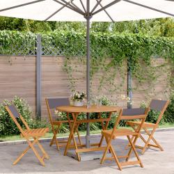 Ensemble &agrave; manger de 5 pcs anthracite tissu bois massif