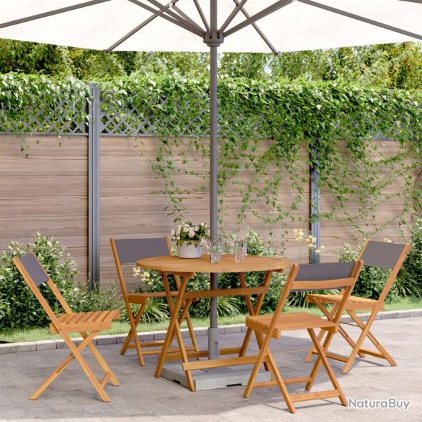 Ensemble � manger de 5 pcs anthracite tissu bois massif