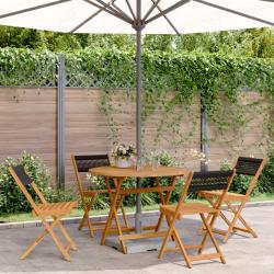 Ensemble &agrave; manger de 5pcs noir polypropyl&egrave;ne bois massif