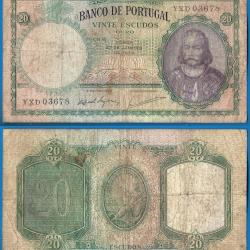 Portugal 20 Escudos 1959 Billet Menezes Escudo Europe