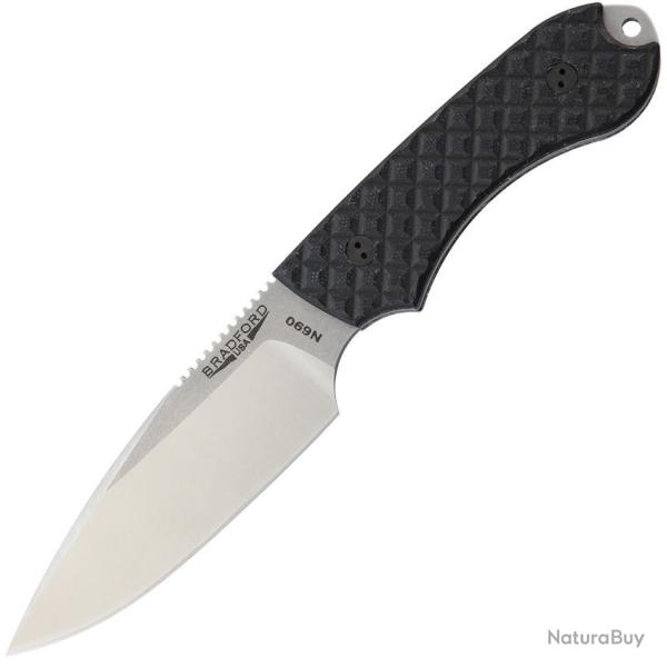 Couteau Bradford Knives Guardian 4 Lame Acier N690 Two-Tone Manche G10 Noir Etui Cuir USA BRADG4BK