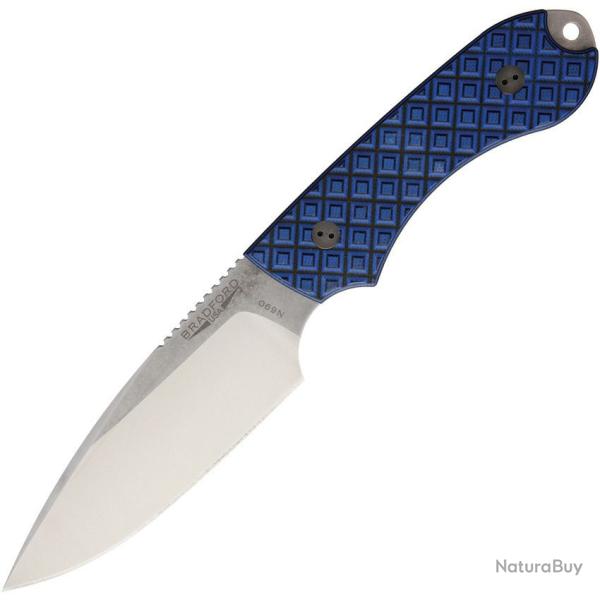 Couteau Bradford Knives Guardian 4 Lame Acier N690 Manche G10 Noir Bleu Etui Cuir USA BRAD4FE013