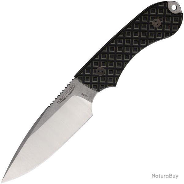Couteau Bradford Knives Guardian 4 Lame Acier N690 Manche G10 OD Green Noir Etui Cuir USA BRAD4FE009