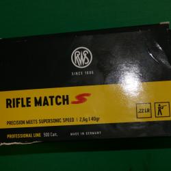 Cartouches 22LR RWS RIFLE MATCH S par 500