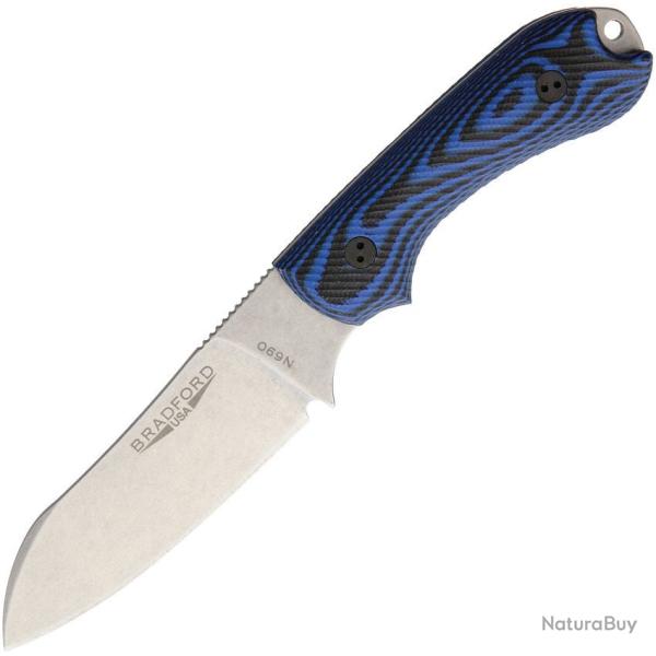 Couteau Bradford Knives Guardian 3 Sheepsfoot Lame Acier N690 Manche G10 Noir Bleu USA BRAD3SF113