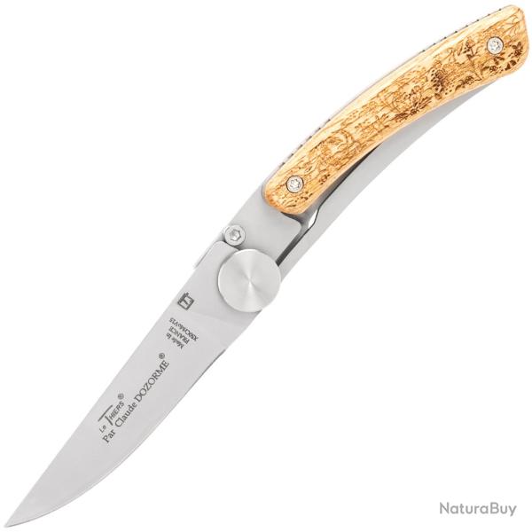 Couteau pliant LE THIERS DOZORME LINER LOCK NATURE FEUILLAGE 10,5CM INOX
