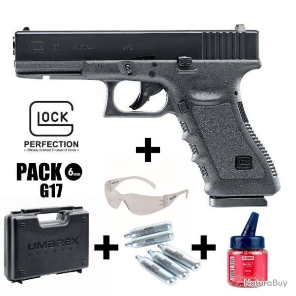 PISTOLET GLOCK 17 Noir - 6 mm BB - CO� 2J Arme en pack pr�t � jouer
