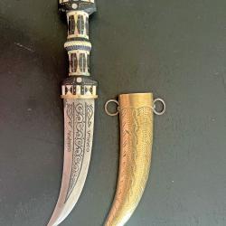 ANCIEN IMPOSANT POIGNARD TRADITIONNEL SYRIEN, FIN DU XX&deg;, COUTEAU PERSE, ARABE, ASIE