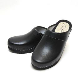 Sabot homme bois cuir noir semelle noire Allblack noir 41