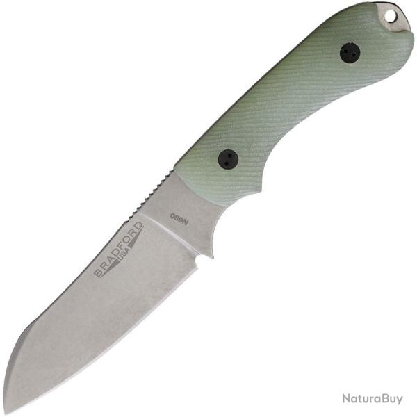 Couteau Bradford Knives Guardian 3 Sheepsfoot Ghost Lame Acier N690 Manche G10 Jade USA BRAD3SF107