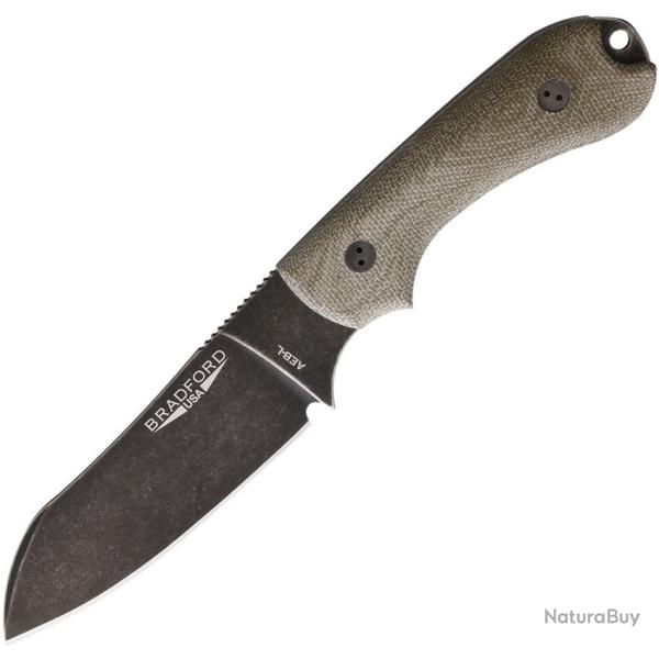 Couteau Bradford Knives Guardian 3 Sheepsfoot Lame Acier AEB-L Manche Micarta Etui USA BRAD3SF102NA