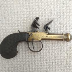 Pistolet &agrave; silex &agrave; coffre, en bronze, francotte