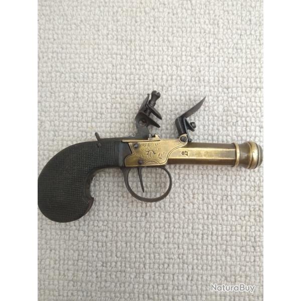 Pistolet � silex � coffre, en bronze, francotte