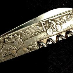 EXCEPTIONNEL COUTEAU FIGURATIF 25e ANNIVERSAIRE DES PNEUMATIQUES DUNLOP 1888 - 1913