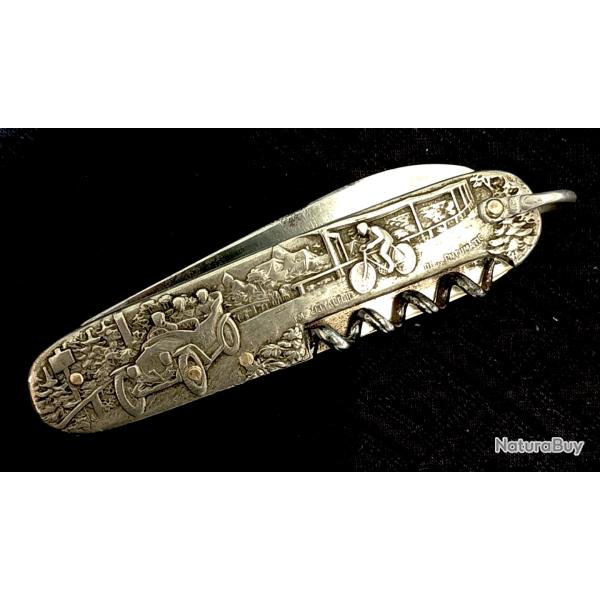 EXCEPTIONNEL COUTEAU FIGURATIF 25e ANNIVERSAIRE DES PNEUMATIQUES DUNLOP 1888 - 1913