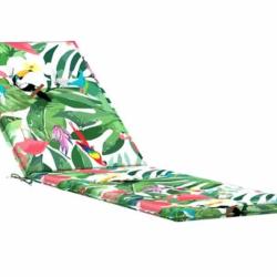Coussin chaise longue tissu oxford motif vert rose 180x50x4 cm imperm&eacute;able