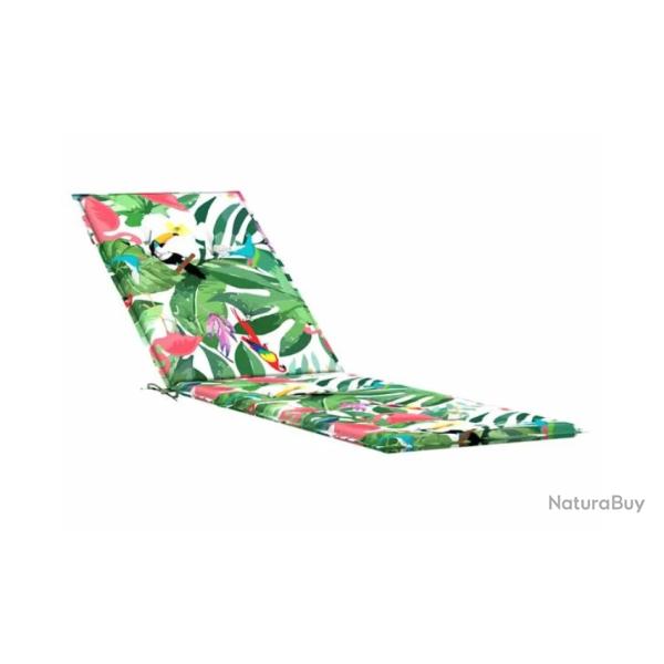 Coussin chaise longue tissu oxford motif vert rose 180x50x4 cm imperm�able