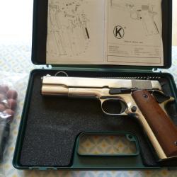 PISTOLET D'ALARME SEMI-AUTOMATIQUE KIMAR 1911 CHROME, CALIBRE 9 MM, COMME NEUF