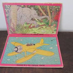 Puzzles ch&egrave;que Tintin N&deg;1 et 2 de 1955