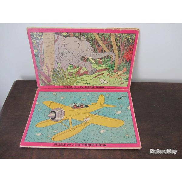 Puzzles ch�que Tintin N�1 et 2 de 1955