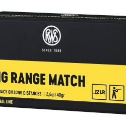BOITE DE 50 CARTOUCHES RWS LONG RANGE MATCH CAL.22LR 40GR - SPECIAL TIR LONGUE DISTANCE