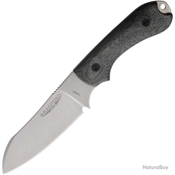 Couteau Bradford Knives Guardian 3 Lame Acier N690 Manche Micarta Noir Etui Cuir USA BRAD3SF101