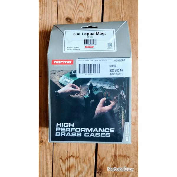 Douilles .338 lapua magnum marque Norma - 50 pcs