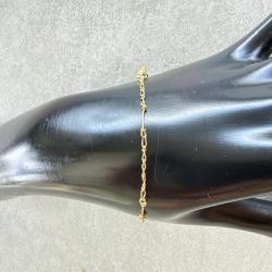 Fin bracelet or 18 carats - maille altern&eacute;e- 18,5 cm