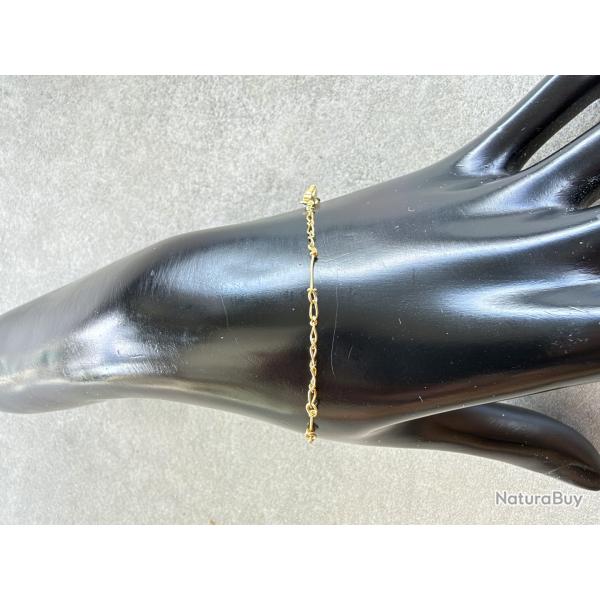 Fin bracelet or 18 carats - maille altern�e- 18,5 cm