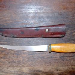 Couteau Finlandais avec fourreau cuir - p&eacute;cheur - BE